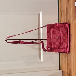 Coach Daisy Kyra Hot Pink Crossbody Strap  Canvas With Patent Leather Trim
